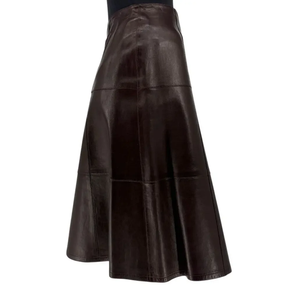 Chanel Chocolate Brown Lambskin Skirt – Size 42